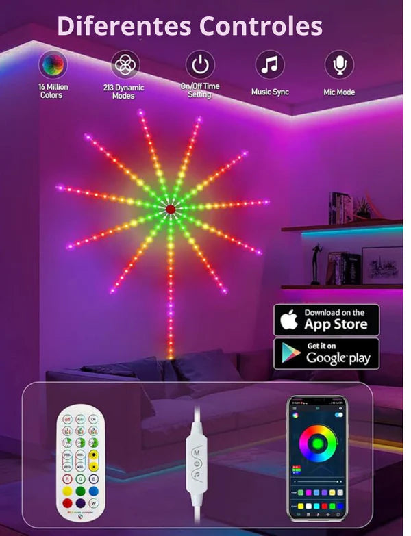 LUCES LED FUEGOS ARTIFICIALES Y MUSICA | RITMICAS CALIDAD ORIGINAL