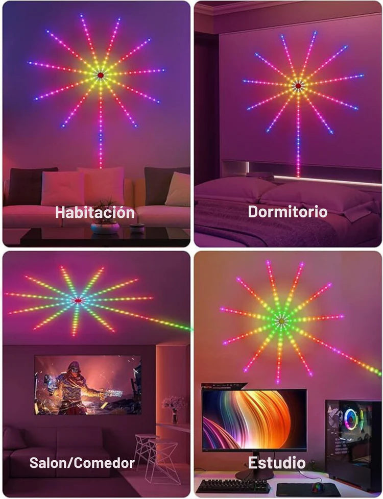 LUCES LED FUEGOS ARTIFICIALES Y MUSICA | RITMICAS CALIDAD ORIGINAL