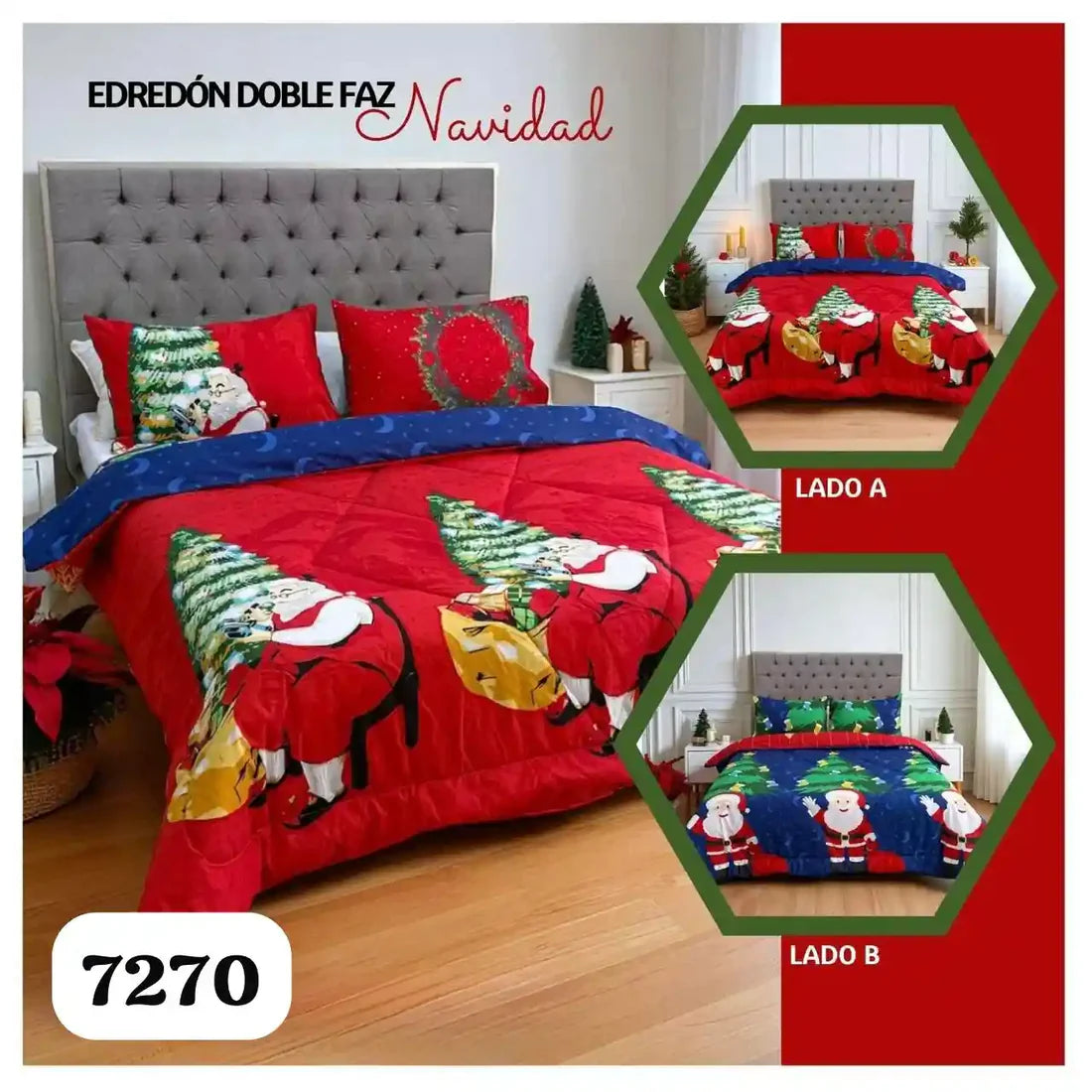 EDREDON DOBLE FAZ CAMA DOBLE NAVIDAD