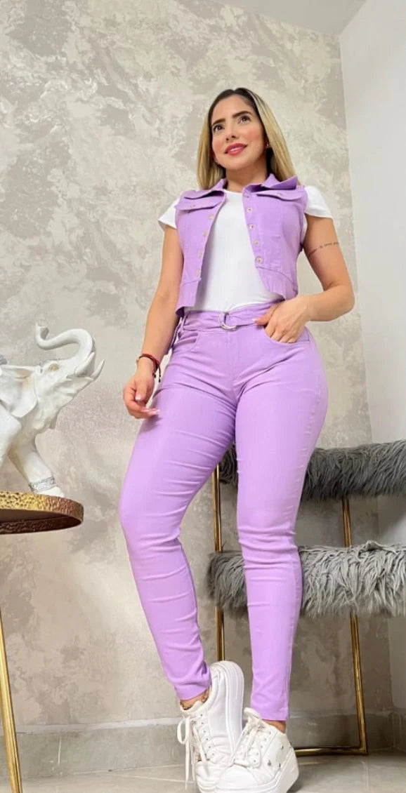 CONJUNTO DAMA PANTALON Y CAMIBUSO TIPO POLO + OBSEQUIO CHALECO ELEGANTE
