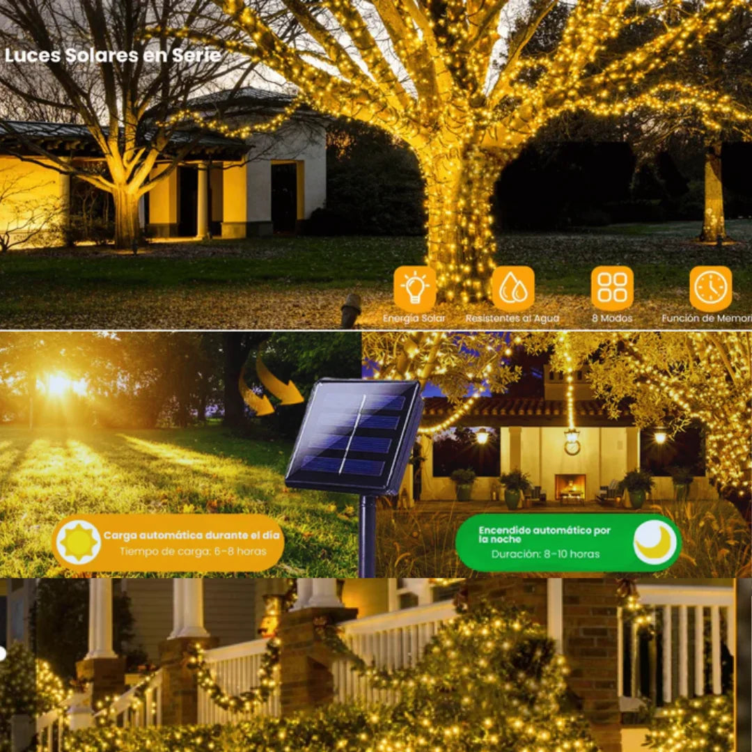 OFERTA ECOLUCES: LUCES NAVIDEÑAS Y DECORATIVAS CON PANEL SOLAR 10MT