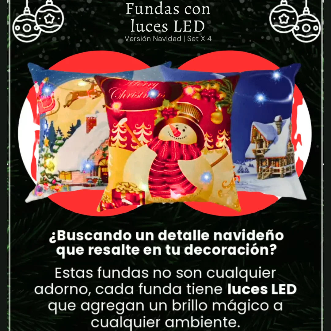 FUNDAS COJINES NAVIDEÑOS CON LUZ LED OFERTA PAGUE 3 LLEVE 4 + EBOOK RECETAS NAVIDEÑAS NOVEDOSAS