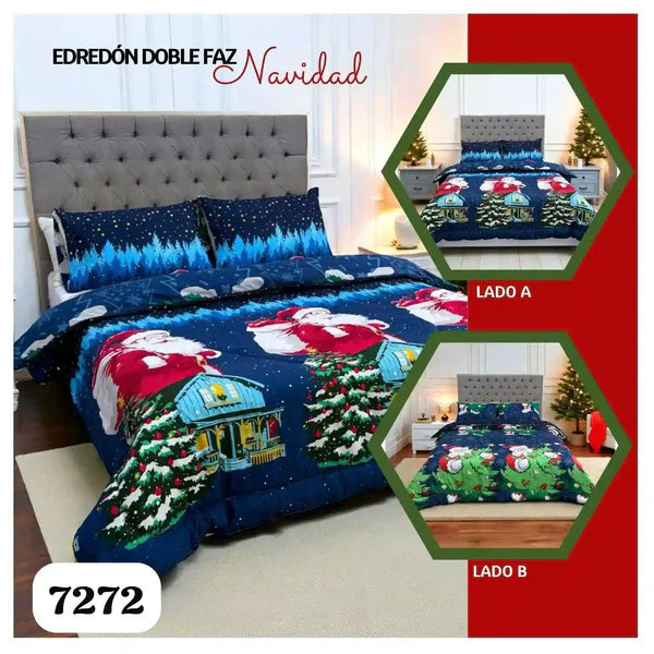 EDREDON DOBLE FAZ CAMA DOBLE NAVIDAD