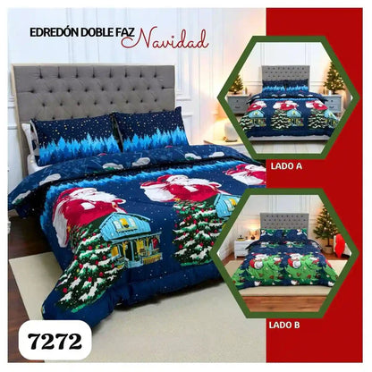 EDREDON DOBLE FAZ CAMA DOBLE NAVIDAD