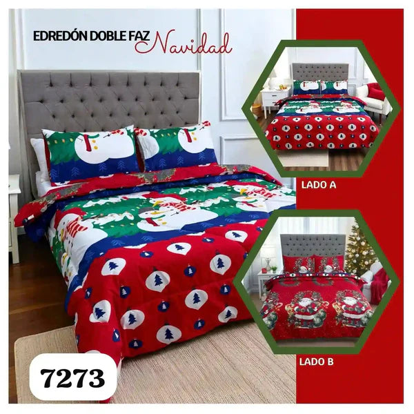 EDREDON DOBLE FAZ CAMA DOBLE NAVIDAD