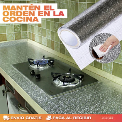 PROMO 2X1 PAPEL ALUMINIO ADHESIVO DE COCINA 61cm x 5 mt