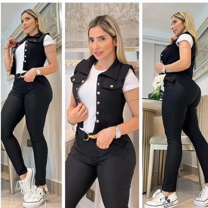 CONJUNTO DAMA PANTALON Y CAMIBUSO TIPO POLO + OBSEQUIO CHALECO ELEGANTE