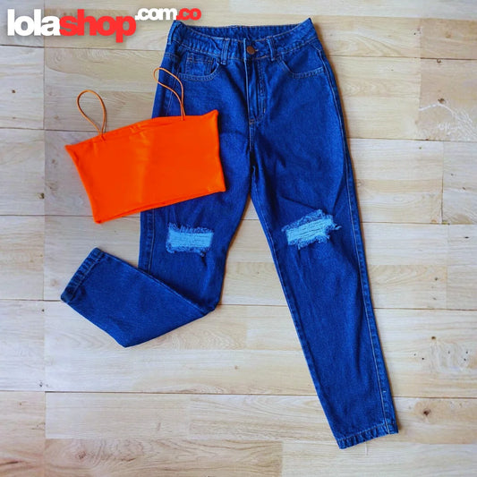 COMBO MOM JEAN + CROPTOP DAMA