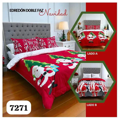 EDREDON DOBLE FAZ CAMA DOBLE NAVIDAD