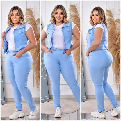CONJUNTO DAMA PANTALON Y CAMIBUSO TIPO POLO + OBSEQUIO CHALECO ELEGANTE
