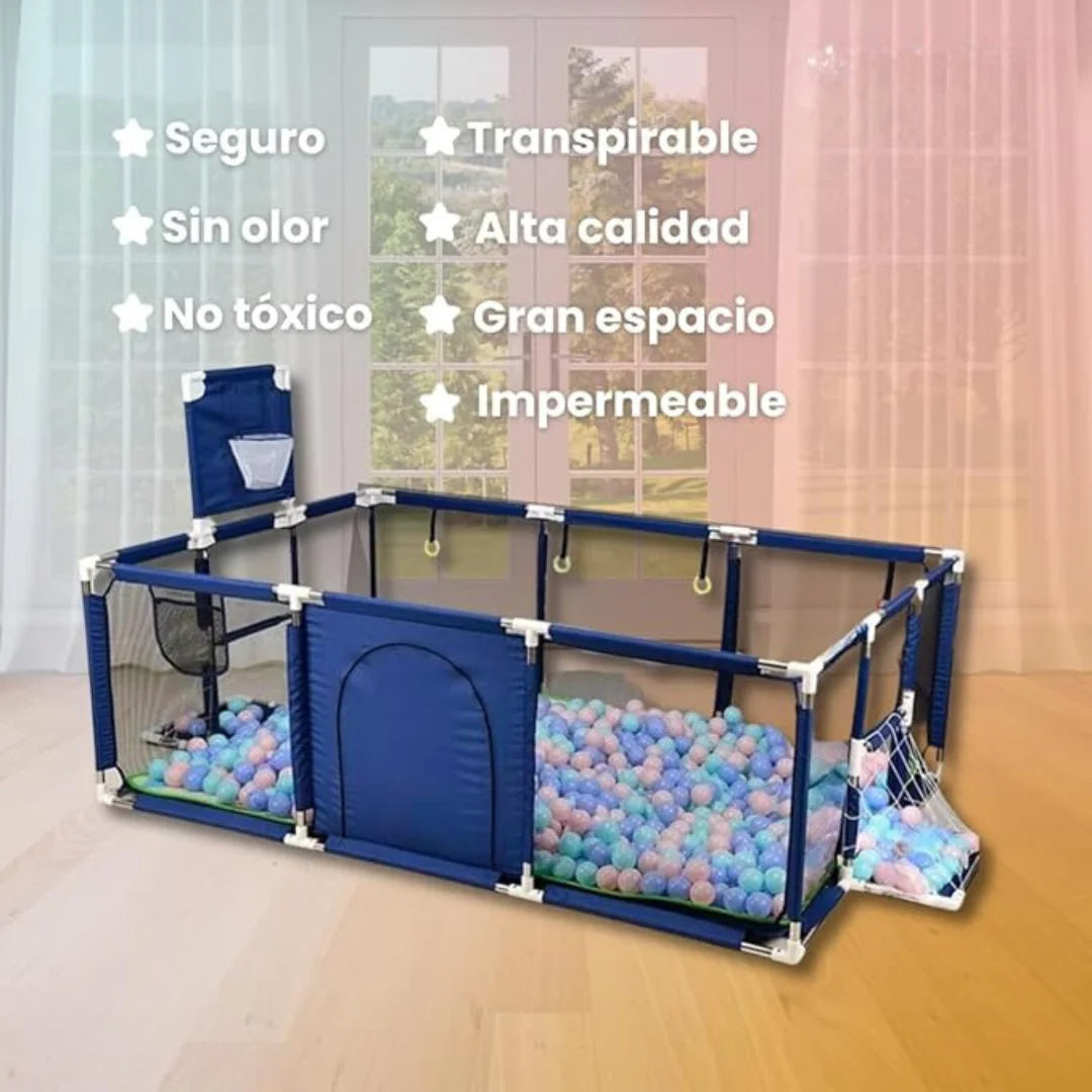 CORRAL EXTRAGRANDE 2 METROS CON PUERTA, CESTA Y DOS CANCHAS + OBSEQUIO PELOTAS👶🏼 + EBOOK PLAN ALIMENTACIÓN COMPLEMENTARIA