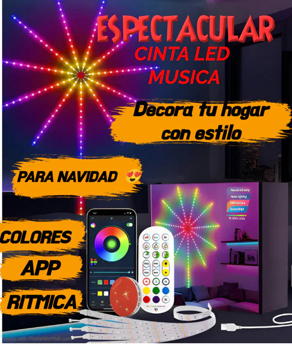 LUCES LED FUEGOS ARTIFICIALES Y MUSICA | RITMICAS CALIDAD ORIGINAL