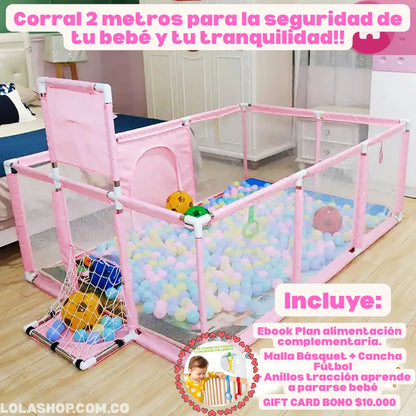 CORRAL EXTRAGRANDE 2METROS CON PUERTA, CESTA DOS CANCHAS + 2 OBSEQUIOS👶🏼