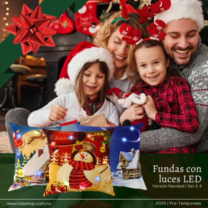 FUNDAS COJINES NAVIDEÑOS CON LUZ LED OFERTA PAGUE 3 LLEVE 4 + EBOOK RECETAS NAVIDEÑAS NOVEDOSAS