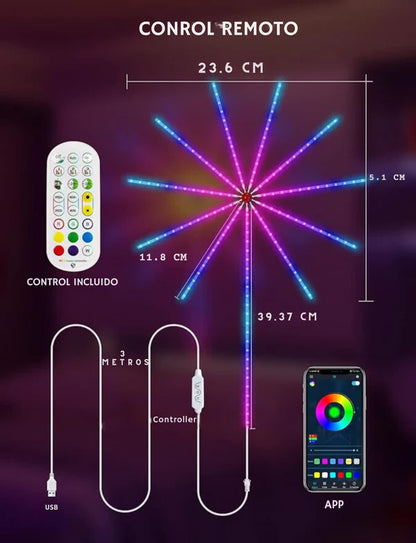 LUCES LED FUEGOS ARTIFICIALES Y MUSICA | RITMICAS CALIDAD ORIGINAL