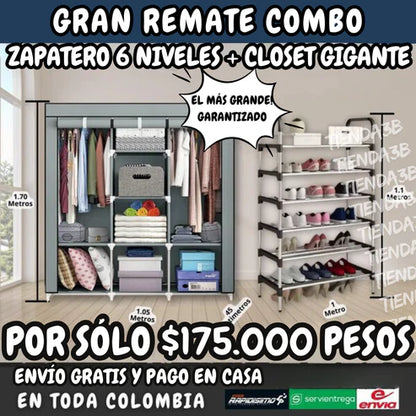 REMATE COMBO ARMARIO GIGANTE + ZAPATERO METÁLICO